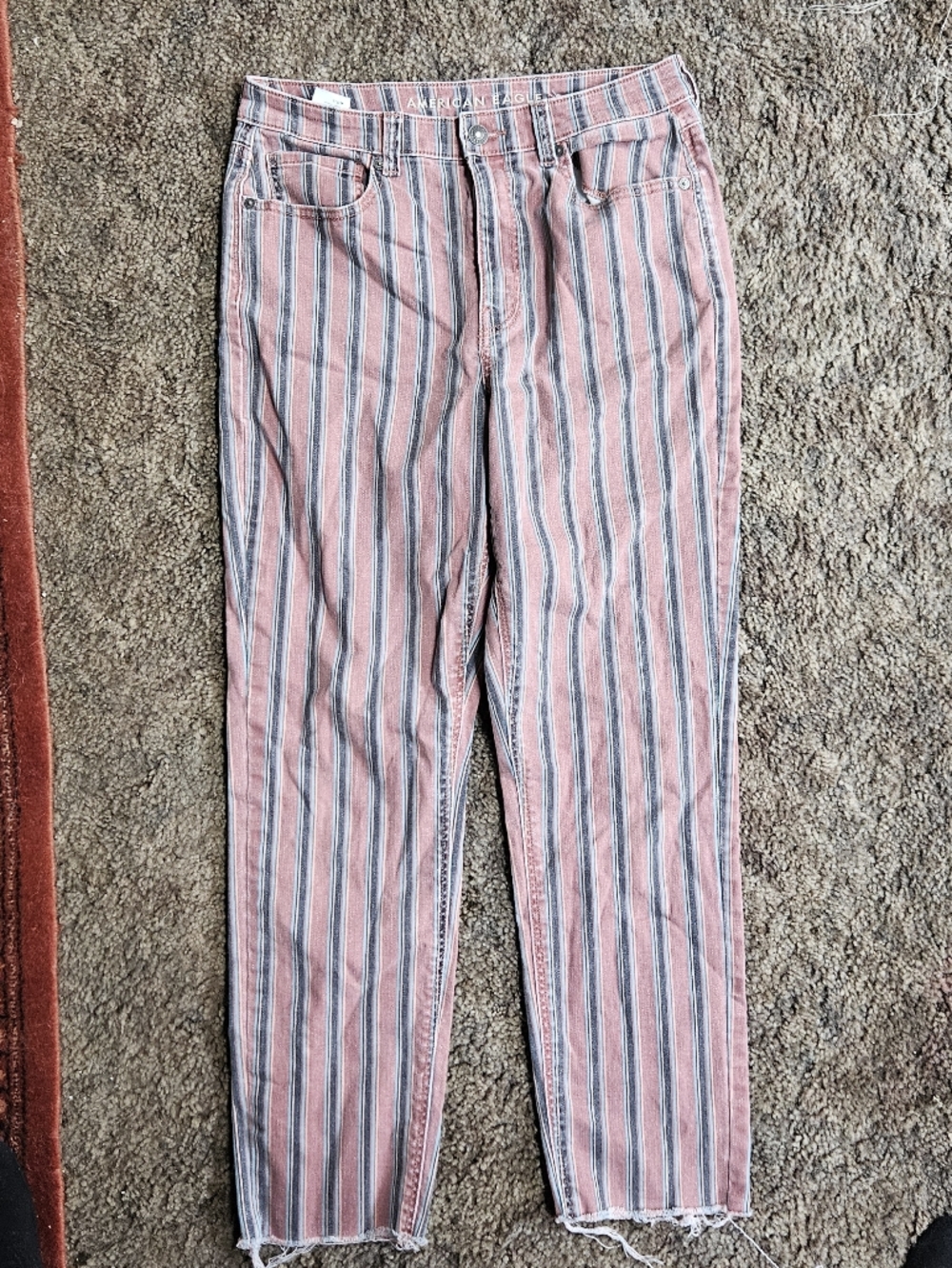 American Eagle Outfitters Pink and Navy Vertical Stripe Chinos